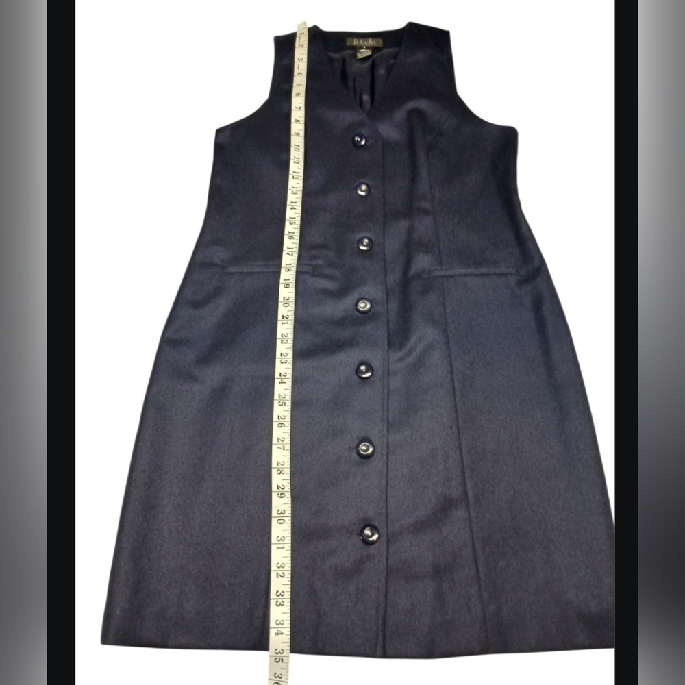 Rafaella Petites 100% Wool Navy Sleeveless Button Front Dress - Size 8P - Picture 3 of 12